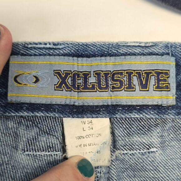 VINTAGE XCLUSIVE NBA Jeans Size 34 x34 womens Mens Los Angeles Sacramento Boston - Picture 14 of 14